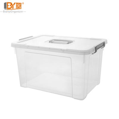 China Large Modern Clear Kids Clothes Organizer Plastic Storage Box With Lid And Handle for sale