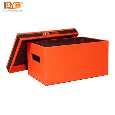 China Novelty Storage Box with Soft PVC PU Leather Materials Pattern for Simple Room Ornaments Cloakroom Storage Decorative with Lid for sale