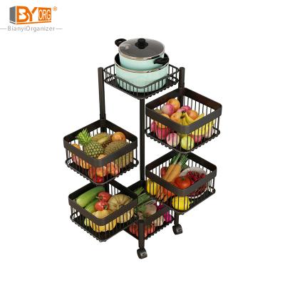 China Adjustable Stored Organizer Square Ventilation Fruit Storage Basket Kitchen Rack for sale