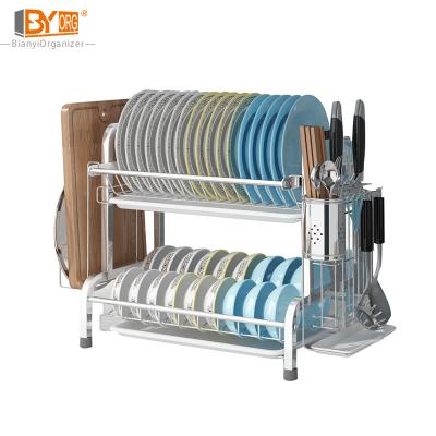 China Factory Design Dish Bowl Kitchen Organizer Storage Rack With Water Stored Drier Tray for sale