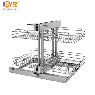 China Durable Hot Sales Kitchen Down Cabinet Stuff Storage Pull Out Slide Style Cookhouse Organizer for sale