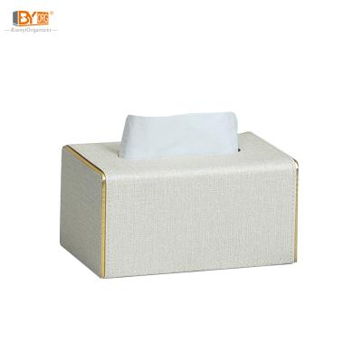 China Hot Sales Minimalist Luxury Leather Material Rectangle Salon Hotel Facial Tissue Cheap Box Cover for sale