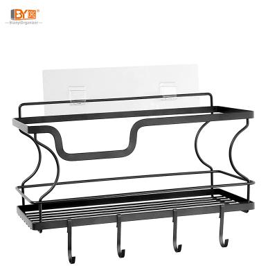 China Hot Sales Viable No Drilling Organizer Basket Stable Bathroom Rack Shampoo Storage Wall Mounted Shelf for sale