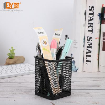 China Small Square Pen Storage Basket Study Table Pen Holder Durable Office Desk Metal for sale