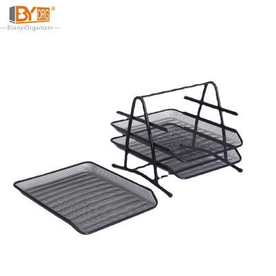 China Desktop Organizer Portable 3 Proud Metal File Storage Rack Household Durable Hot Sales Desktop for sale