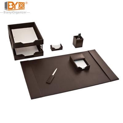 China Luxury New Arrival PU Desk Drawer Set Desk Faux Leather Stationery Set Desk Organizer With Store for sale