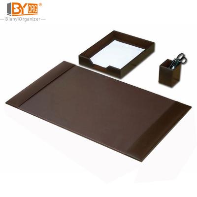 China New Arrival Custom Multifunctional Leather Desk Organizer Stationery Desk Set for sale