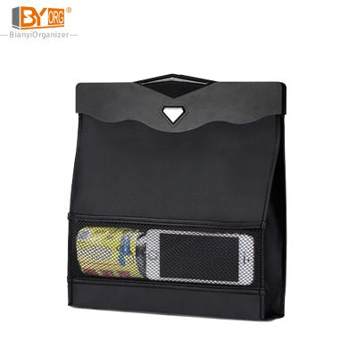 China Amazon Luxury Leather Car Trash Folding Car Trash Bag With LED Waterproof Car Interior Trash Can for sale