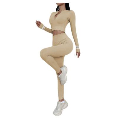 China New Breathable Long Sleeve Pants Sports Yoga Suit Running Tight Breathable Seamless Yoga Wear for sale