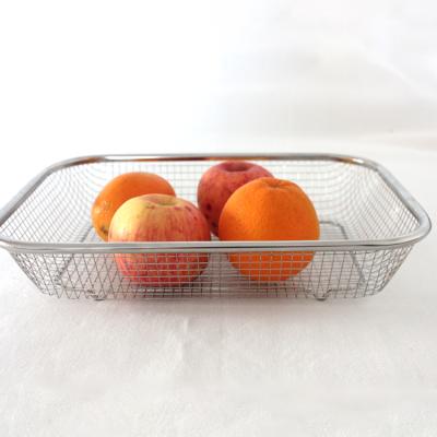 China Sustainable Stainless Steel Metal Rectangle Shape Wire Mesh Kitchen Dishwasher Storage Basket for sale