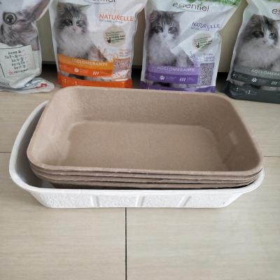 China Sustainable Disposable Recycled Molded Paper Pulp Cat's Litter Box Tray for sale