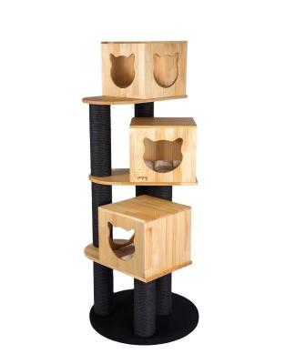 China Modern Sisal Large Scratch Scratch Castle Pet Scratcher Housing Furniture Modern Climbing Wooden Tower Cat Tree Large for sale