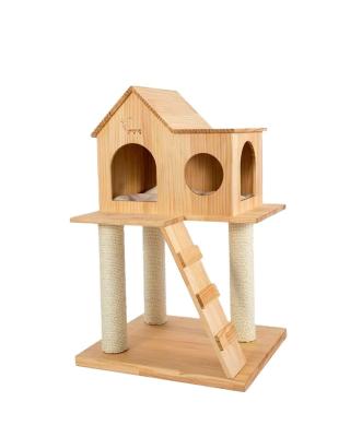 China Modern Sisal Large Scratch Scratch Castle Pet Scratcher Housing Furniture Modern Climbing Wooden Tower Cat Tree Large for sale