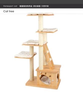 China Viable Custom Hot Sale Cat House Scratching Tree Post Sisal Scratcher Cat Tree for sale