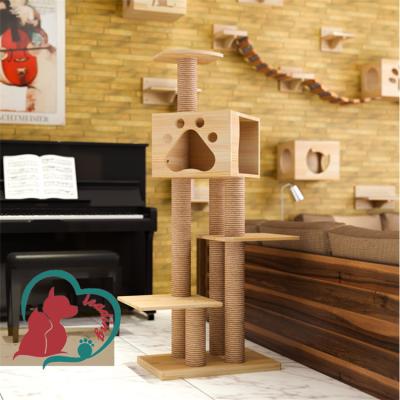 China Simple and viable luxury Cat Climbing tower made of solid wood for sale