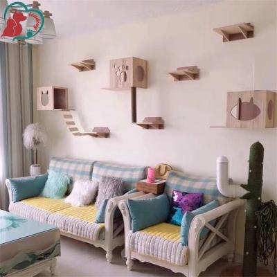 China Excellent Viable Wall Mounted Cat Climbing Tower Made of Solid Wood for sale