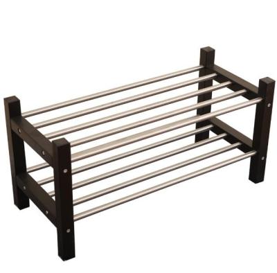 China Portability Wooden Stainless Steel Metal Tube Stance Shoe Rack for sale