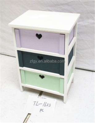 China White Frame + Colored Drawers Wooden Nightstand Table With Heart Shaped Drawer Pull for sale