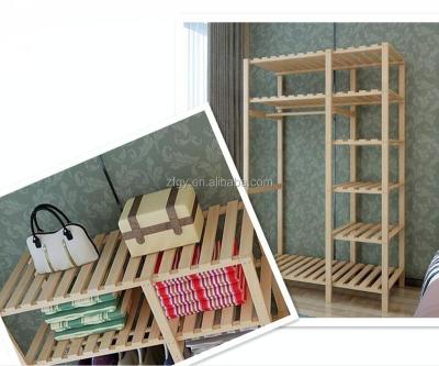 China Simple Living Bedroom Clothes Shelf Solid Wood Rack for sale