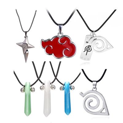 China Akatsuki Uzumaki Japanese Red Cloud High Quality Anime Kakashi Cosplay Pendant Necklace for sale