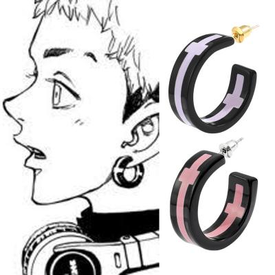 China ALLOY Takashi Mitsuya Cartoon Character Peripheral Earrings Jewelry Cosplay Props Tokyo Avengers Ring Shape Earrings for sale