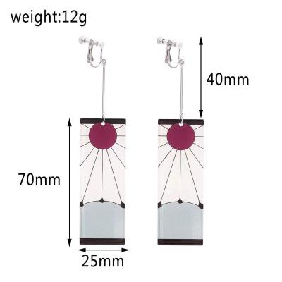 China New Anime Glass Demon Slayer Tanjiro Kamado Nezuko Set Charm Earrings Acrylic Drop Clip On Metal Resin Vintage For Women Man Earring for sale