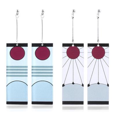 China New Style Anime Demon Kimetsu Glass Slayer No Yaiba Kamado Tanjirou Acrylic Earrings for sale