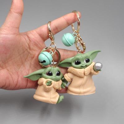 China Glass Action Number Toys 5pcs/set Cute Baby Doll Yoda Mandalorian Key Chain for sale