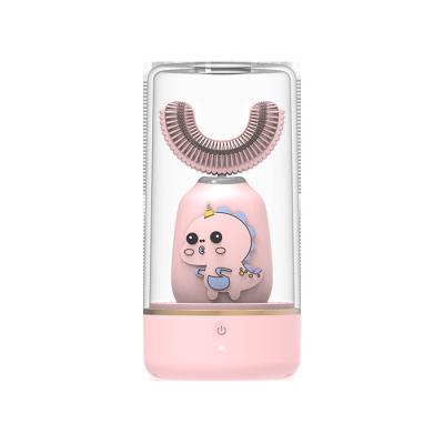 China Silicon Cartoon U-Shape Ultrasonic Battery Powered Toothbrush Automati Shape U Child Toothbrush for sale