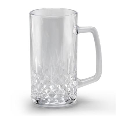 China 550ml Glass Drinking Water Disposable Transparent Beer Mug With Handle for sale