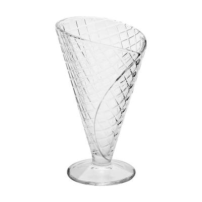 China Viable Glass 7.7oz of Diamond High Footed Glass Ice Cream Dessert Dish for sale