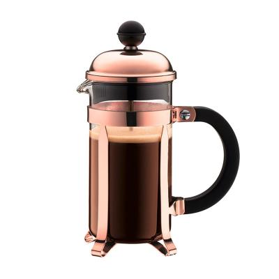 China Viable Coffee Glass Teapot Stainless Steel Plating Press Filter Pot Household Tea Milk Maker French Coffee Presser for sale