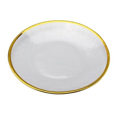 China Sustainable Tableware Eco - Friendly Glass Fruit Salad Dish Dish With Gold Rim for sale