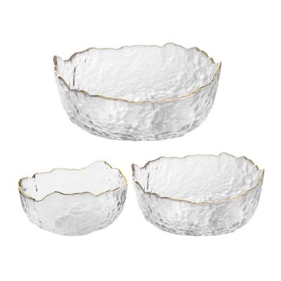 China Shallow Gold Hanging Antique Viable Rim Glass Bowl Glassware Set for sale