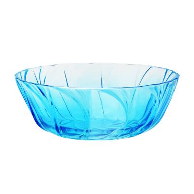 China Sustainable Colorful Glass Salad Bowl Serving Bowl Of Spiral Flower With Spiral Floral Pattern for sale