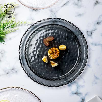 China Sustainable Upspirit Dining Glass Tableware Glass Charger Dessert Steak Dish Glass Set for sale