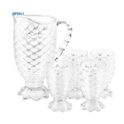 China Sustainable Drinking Glassware Glass Jug Set For Water Juice Pitcher for sale