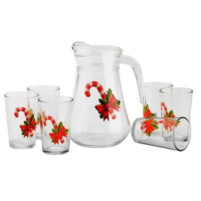 China Viable promotional item Logo Water Pitcher Glass Set made to order with decal for sale