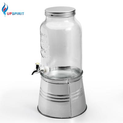 China Sustainable 6L Juice Beer Water Glass Jar Dispenser with Tap and Stand for sale