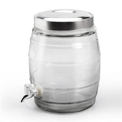 China 8L Viable Glass Beverage Dispenser with Mason Glass Juice Dispenser Ice Bucket for sale