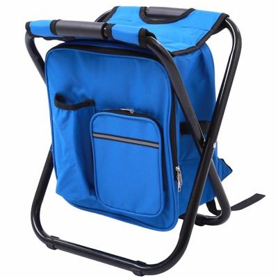 China Folding Picnic Backpack Camping Fishing Chair Cooler Backpack Insulated Outdoor Bag With Seat for sale