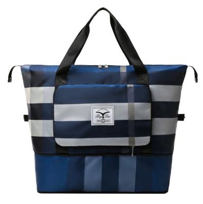 China Fashion Factory Outlets Gym Tote Bag Plaid Folding Waterproof Travel Bag Fitness Bag Large For Men And Women for sale