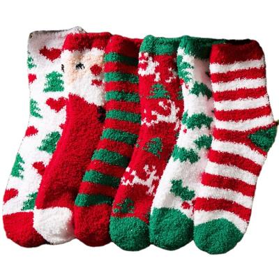 China Indoor Comfortable Soft Custom Fuzzy Christmas Socks Anti Slip Warm Fluffy QUICK DRY for sale