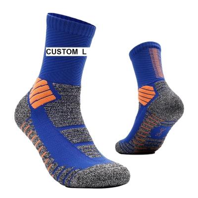 China Breathable Mens Custom Embroidered Specialized Cycling Socks Anti Slip Crew Sports Socks For Knitting Compression for sale