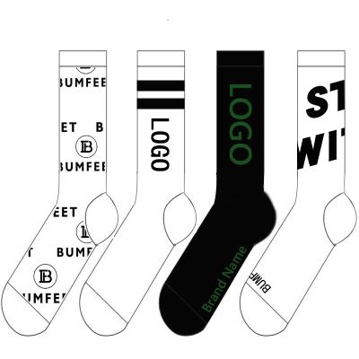 China QUICK DRY Custom Logo Fashion Clean Cotton No Minimum Order Embroidery Design Jacquard Men's Sports Crew Short Stocking Socks for sale