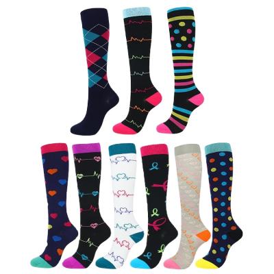 China QUICK DRY Colorful Compression Socks Mens Womens Compression Football Sports Care Socks 15-20 mmHg Custom Socks for sale