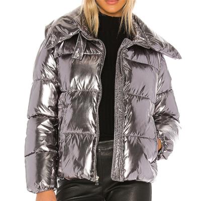 China Custom Made High Quality Winter Vinyl Stripper Jacket Warm Thick Shiny Women QUICK DRY Tall for sale