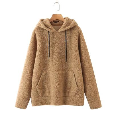 China Winter Warm Loose Casual Hooded Pullover Anti-wrinkle Faux Fur Lambswool Fleece Thick Hoodie For Women for sale