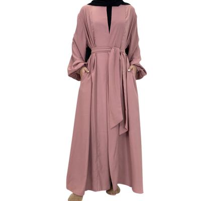 China Hijab Solid Color 2021 Soft Skin Fiendly New Arrival Breathable Plus Elastic Cuff Abaya Open Size Long Sleeve Muslim Maxi Dress for sale