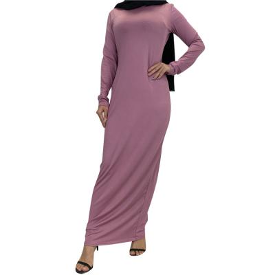 China New Fashion Muslim Skin Fiendly Women Islamic Clothing Breathable Dress Soft Cotton Knitted Bodycon Plus Size Long Maxi Dubai Islamic Dress for sale